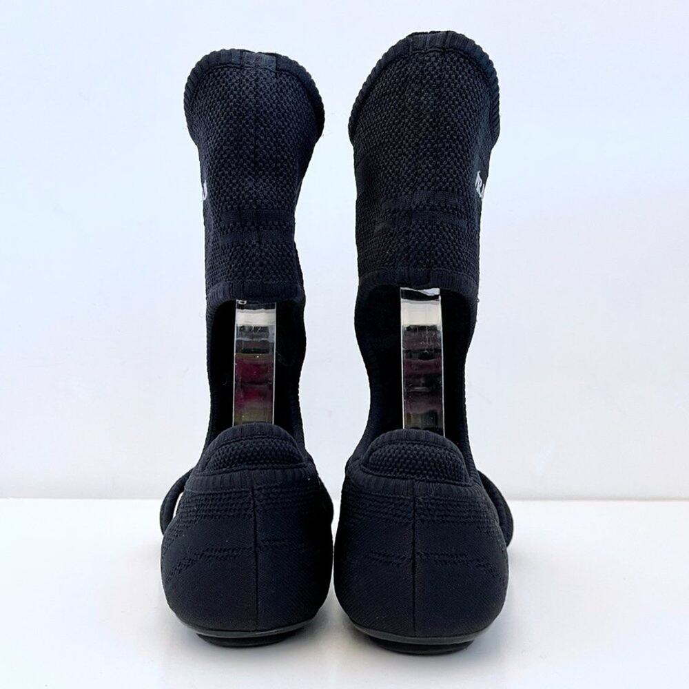 Prada Knitted Black Stretch Sock Flat Sandals Cutouts - Picture 5 of 13